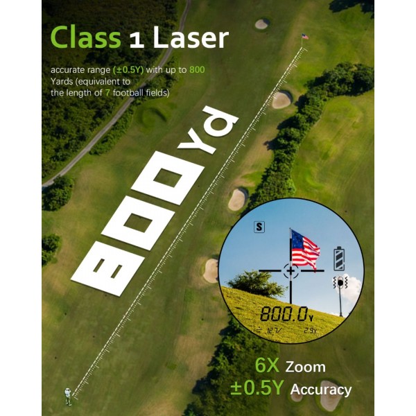 Acer Gadget Golf Rangefinder with Slope - 800 Range Finder for Hunting, 6X Magnification with Flag Pole Locking Vibration, Rechargeable Battery with Magnet Stripe, Golf Accessories for Men