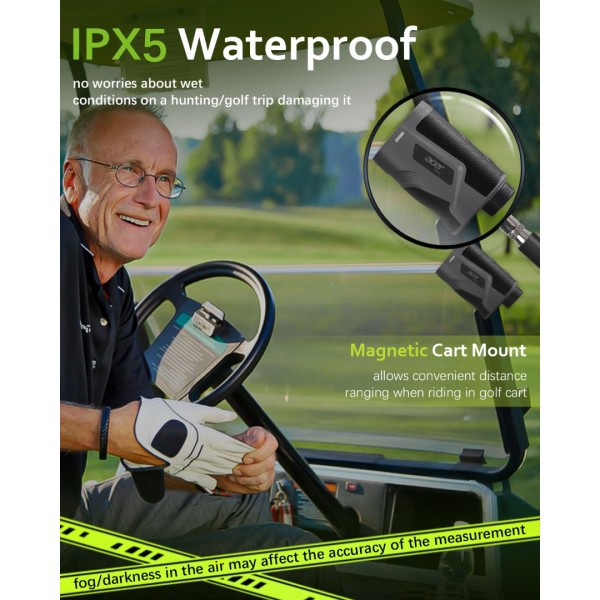 Acer Gadget Golf Rangefinder with Slope - 800 Range Finder for Hunting, 6X Magnification with Flag Pole Locking Vibration, Rechargeable Battery with Magnet Stripe, Golf Accessories for Men